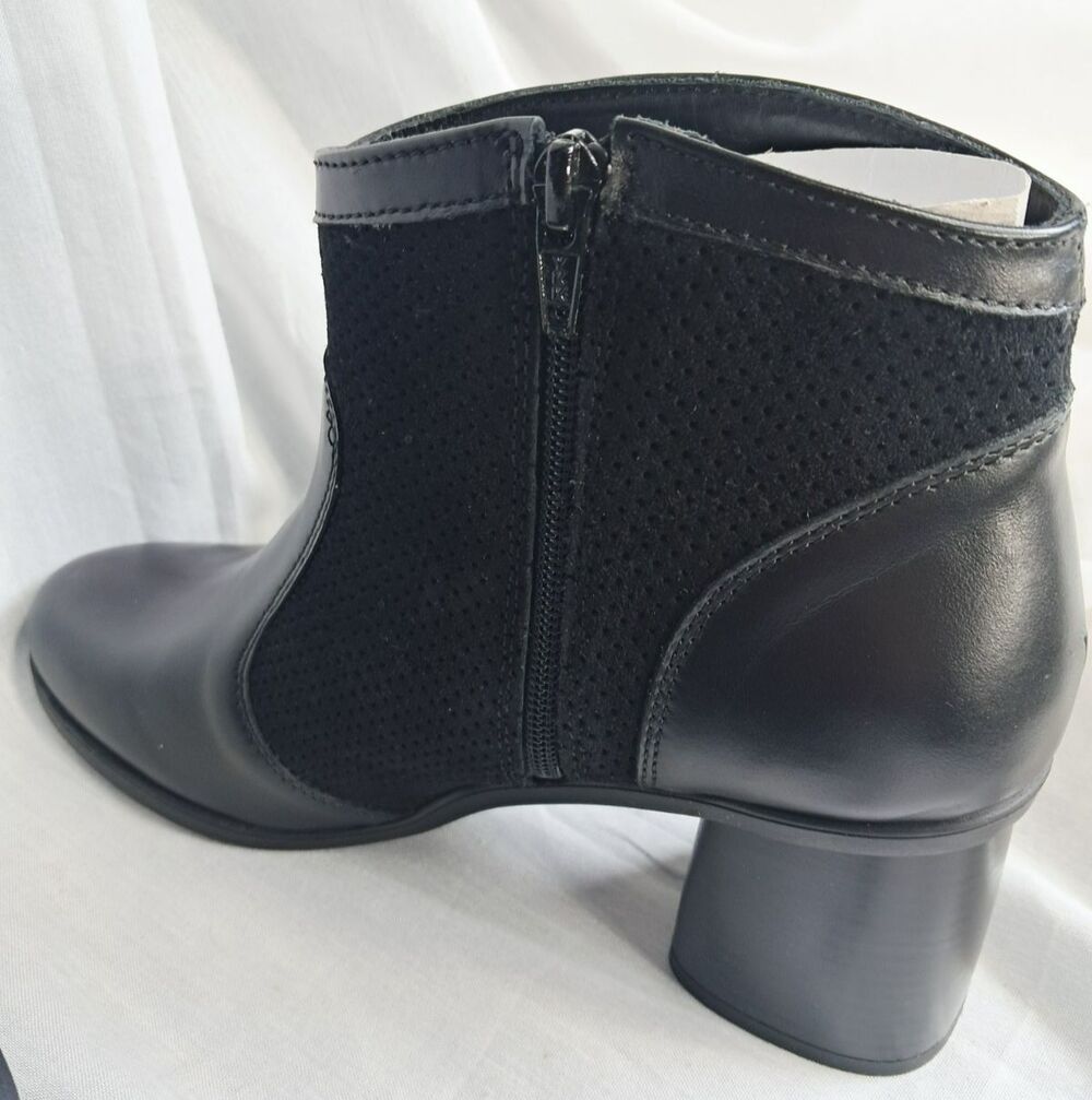 New Girotti Block Heel Booties 29433 Black Suede Leather Size 41 US 10 - Picture 6 of 11